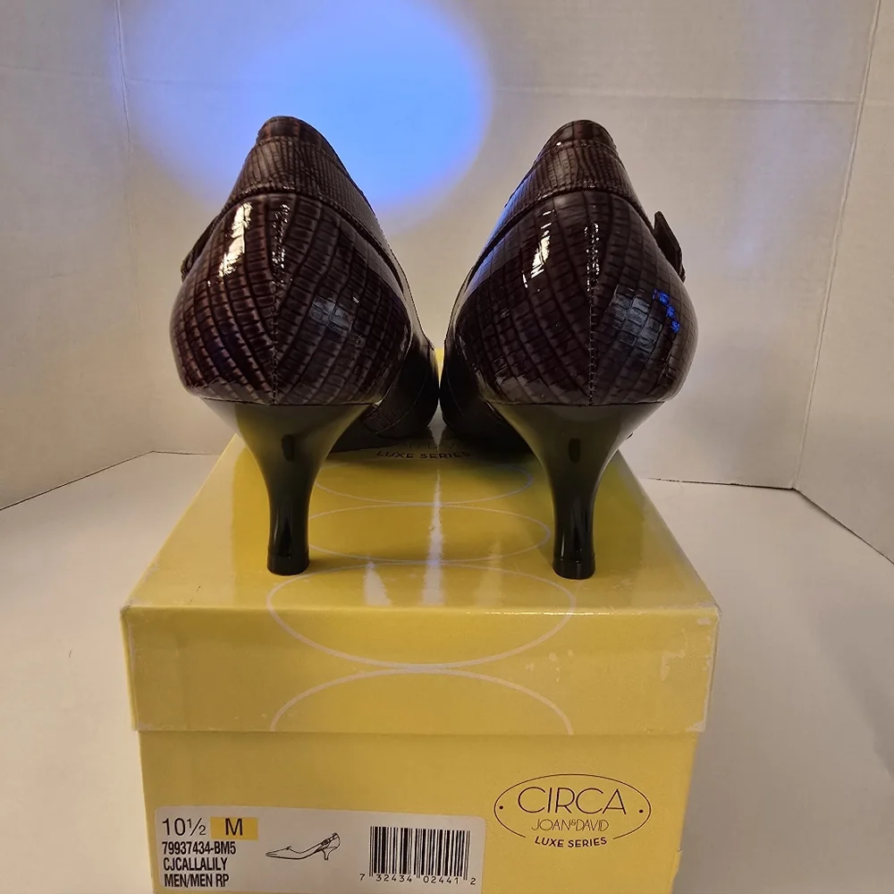 Circa Joan & David Callalily Brown Textured Heels Cutouts Size 10.5 10 1/2  NEW - Picture 3 of 6